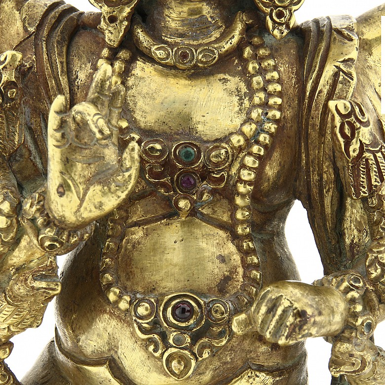 A gilt-bronze figure of Mahakala Sadbhuja, 18th century.