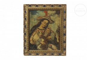 Colonial school 19th-20th century “Virgin with child”