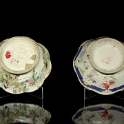 Two enamelled bowls ‘Flores’ 19th century