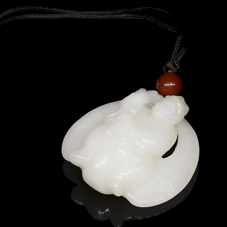 White jade immortal pendant, Ming dynasty, Wanli