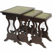 Nesting tables with leather top, Regency style, 20th century