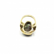 Ring in 18k yellow gold with natural turquoise.