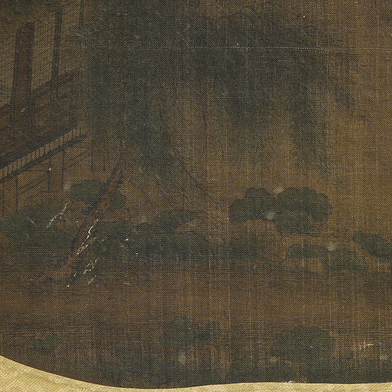 Chinese silk painting ‘Ancient Landscape with Characters’, Song dynasty