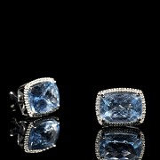 Earrings in 18kt white gold with topaz and diamonds