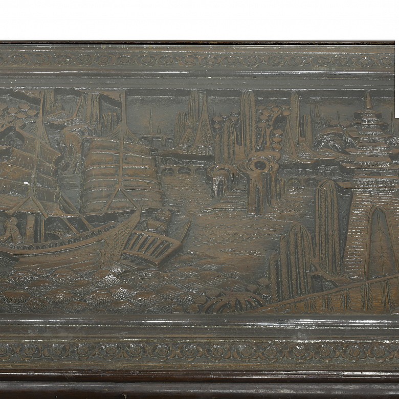 Low carved wood table, China, 20th century