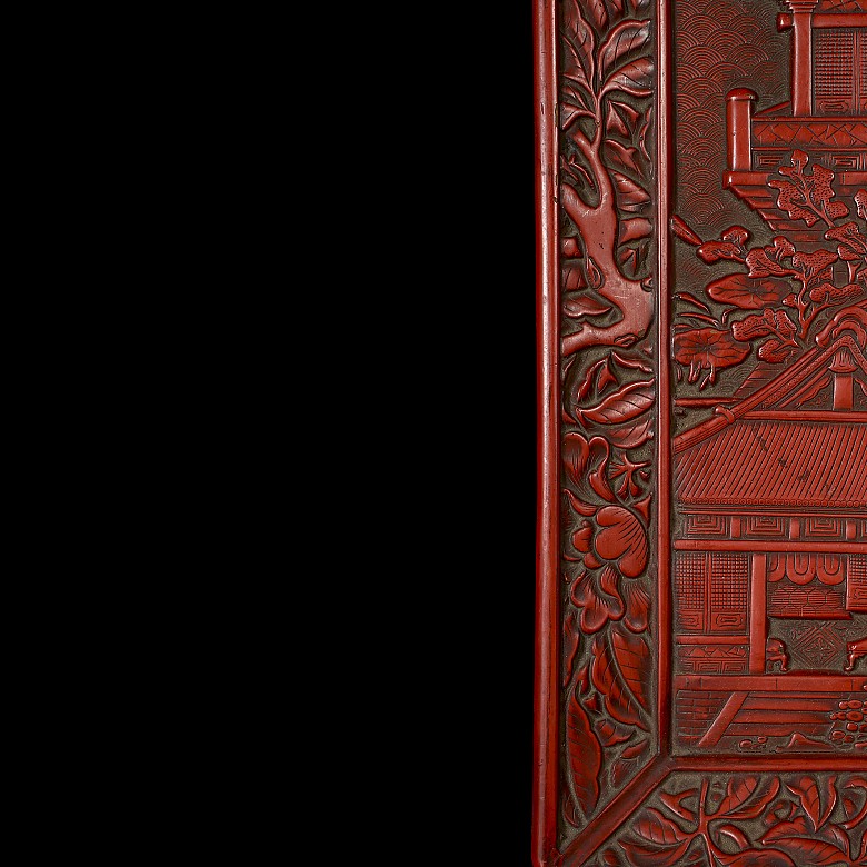 Lacquered wooden tray ‘Palace’, Ming style