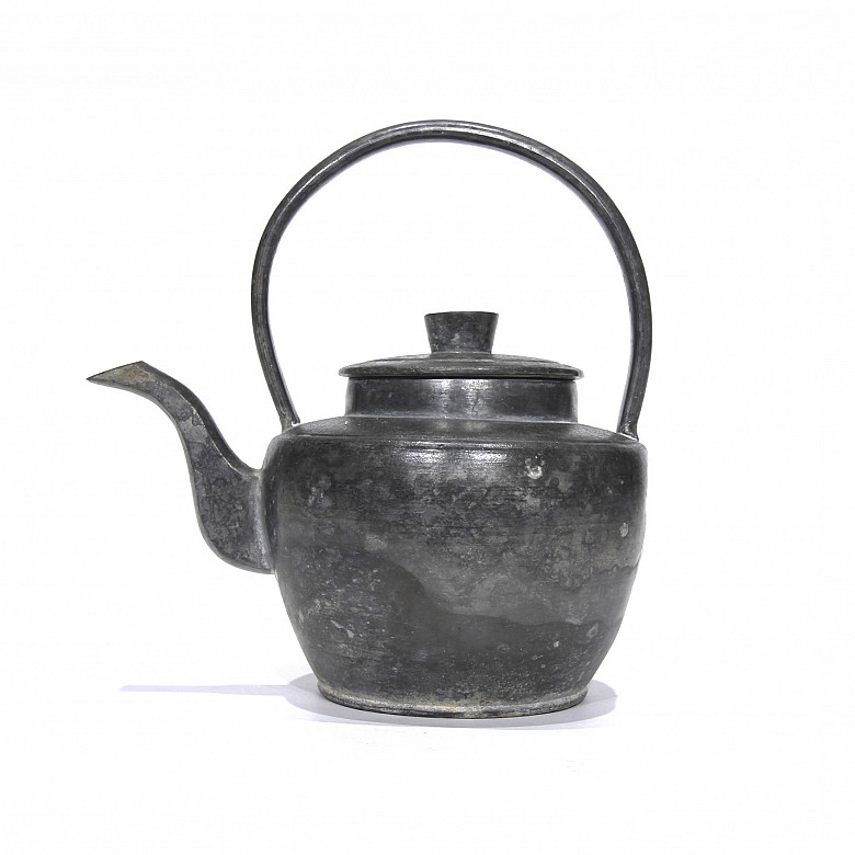 Chinese pewter teapot, 20th century