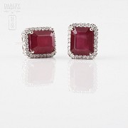 earrings with ruby 14.13cts and diamond 18k