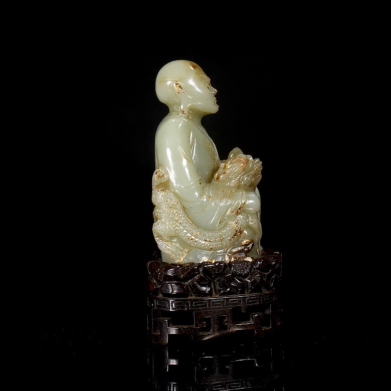 Carved jade figurine ‘Luohan and dragon’, Qing dynasty, Qianlong period