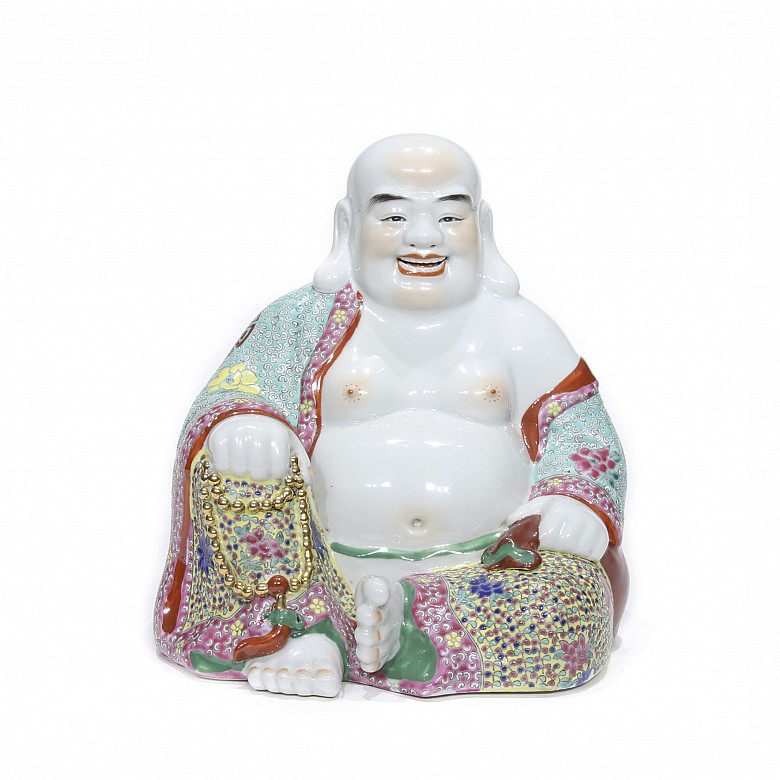 Buddha sculpture in glazed porcelain, Zeng Longsheng (1901 – 1964).