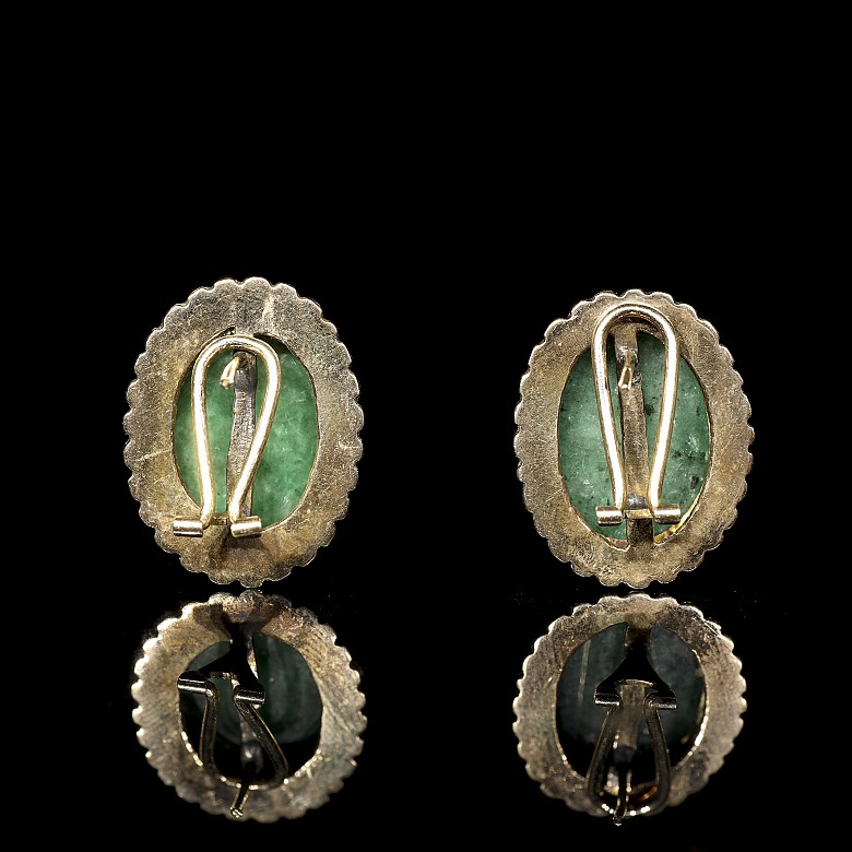 Pendientes oro con gema verde