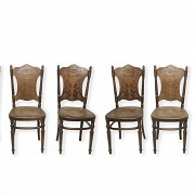 Set of six wooden chairs, Fischel, 19th- 20th century