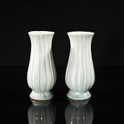 Pair of celadon-glazed vases, Hutian Kiln, Song dynasty