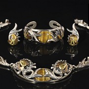 Conjunto mejicano de plata de ley y ojos de tigre