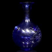 Jarrón de cristal azul, dinastía Qing, Qianlong