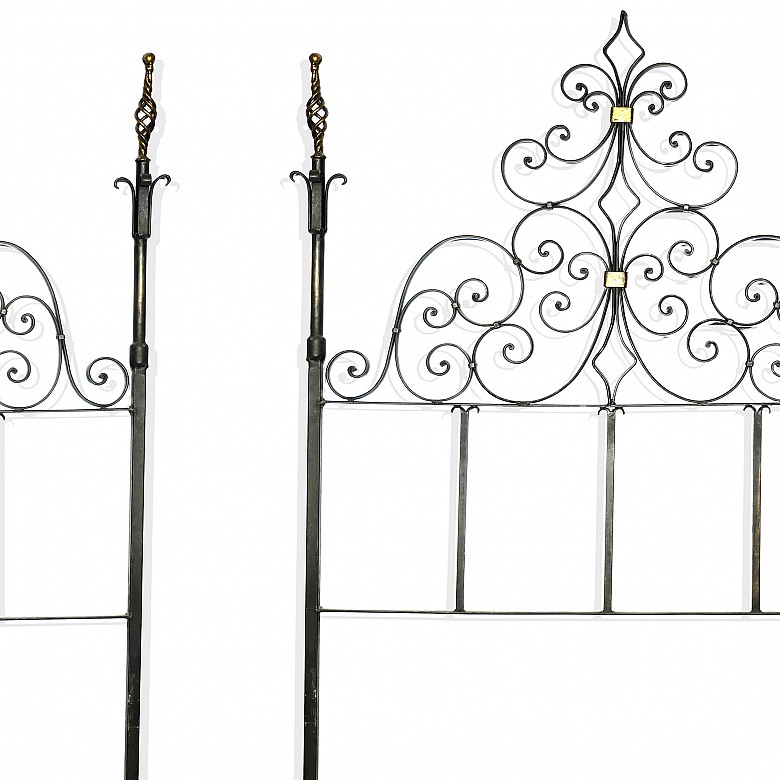 Pair of iron headboards, 20th century