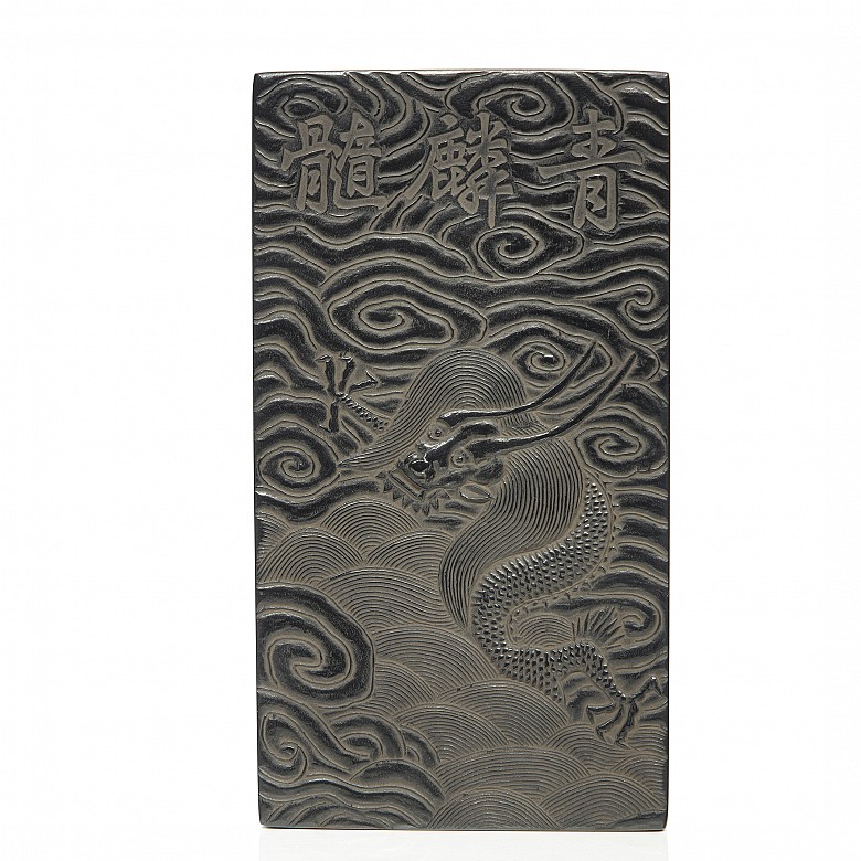 Ink piece with reliefs, Qing dynasty