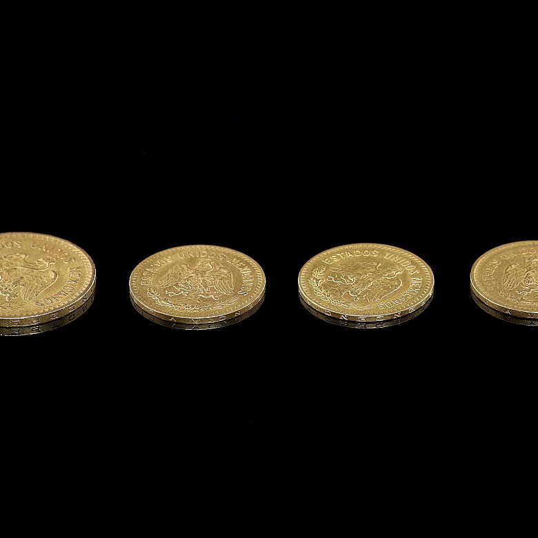 Four gold coins ‘Five and ten Mexican pesos’