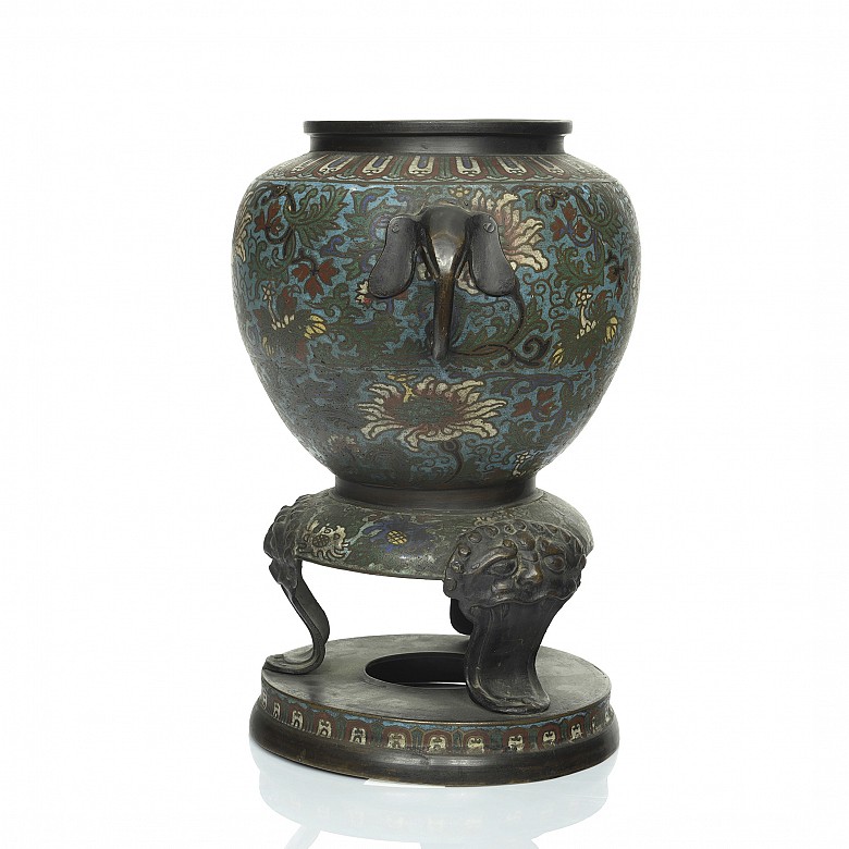 Enamelled bronze cloisonné vase, 20th century