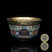 Bronze cup with cloisonné enamel, 20th century