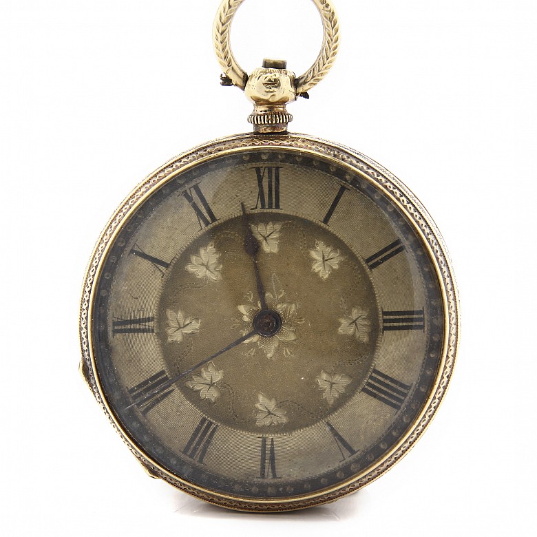 Reloj de bolsillo de dama en oro de 18k, s.XIX