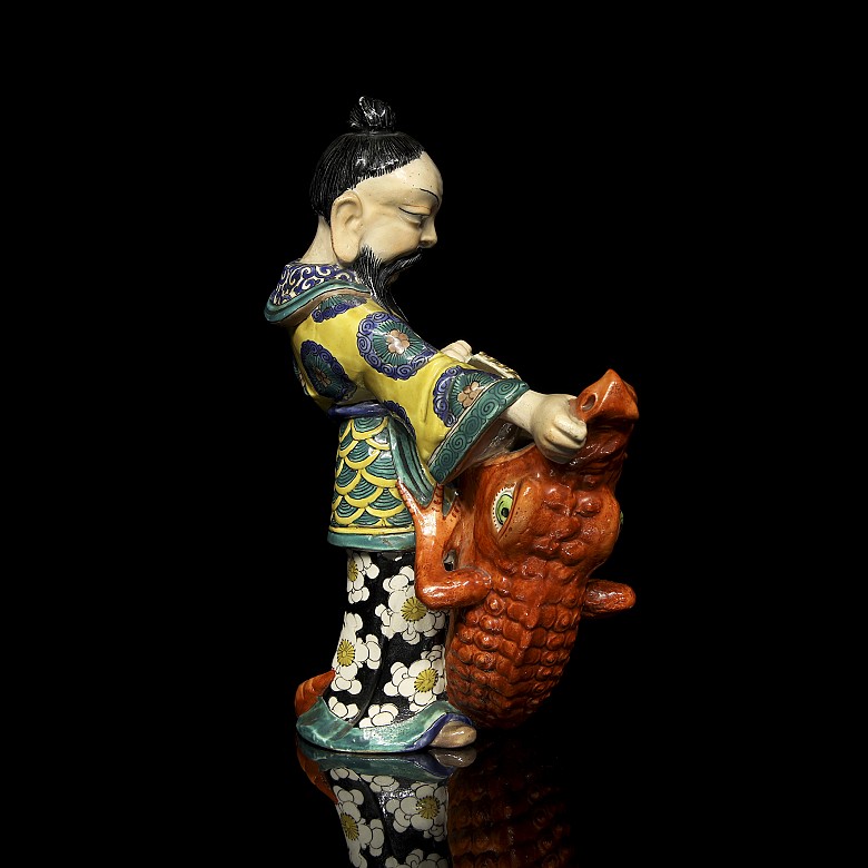 Chinese porcelain scrivener “Man with crocodile” 20th century