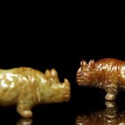 Pair of jade rhinoceroses, Tang dynasty