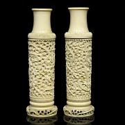 Pair of ivory vases, China, early 20th century