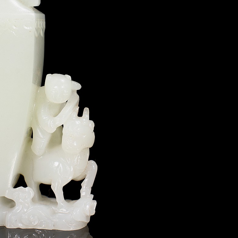 Hetian ‘Children and Quilin’ jade vase, Qing dynasty