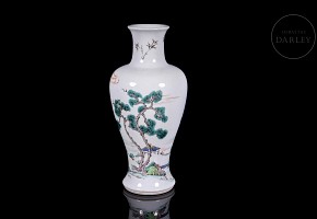 Porcelain vase ‘Landscape’, green family, Qing dynasty