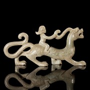 Carved jade figurine ‘Rider and Dragon’, Han style