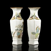 Pair of ‘Scene’ pink family vases, Qing dynasty