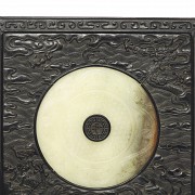 Wooden panel with jade “Bi”, Qing dynasty