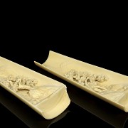 Pair of ivory armrests, early 20th century