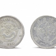 Two silver Chinese coins, 20th century