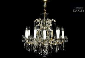 Chandelier in Bohemian crystal and metal, 20th century