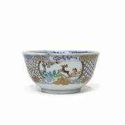 Small porcelain bowl with scenes, 20th century