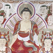 A large painted silk Thangka, Korea, 19th century.