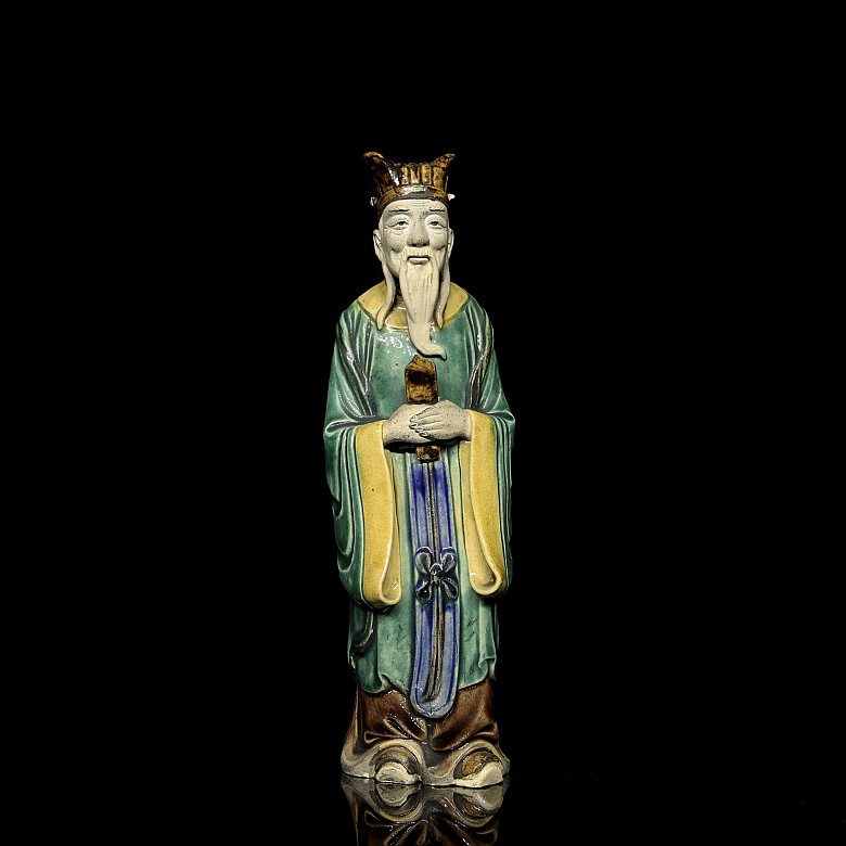 Polychrome terracotta statuette ‘Wise Man’, 20th century