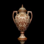 Large vase with porcelain handles and metallic lustre, 20th century