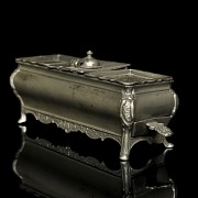 J. Hoofmans, Louis XIV style pewter writing desk, 19th century