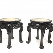 Pair of wooden stools, 20th century