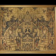 Tapestry with gallant scene, late 20th century