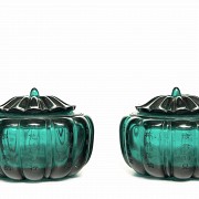 Pair of glass 'Go boxes', Qing dynasty, Qianlong