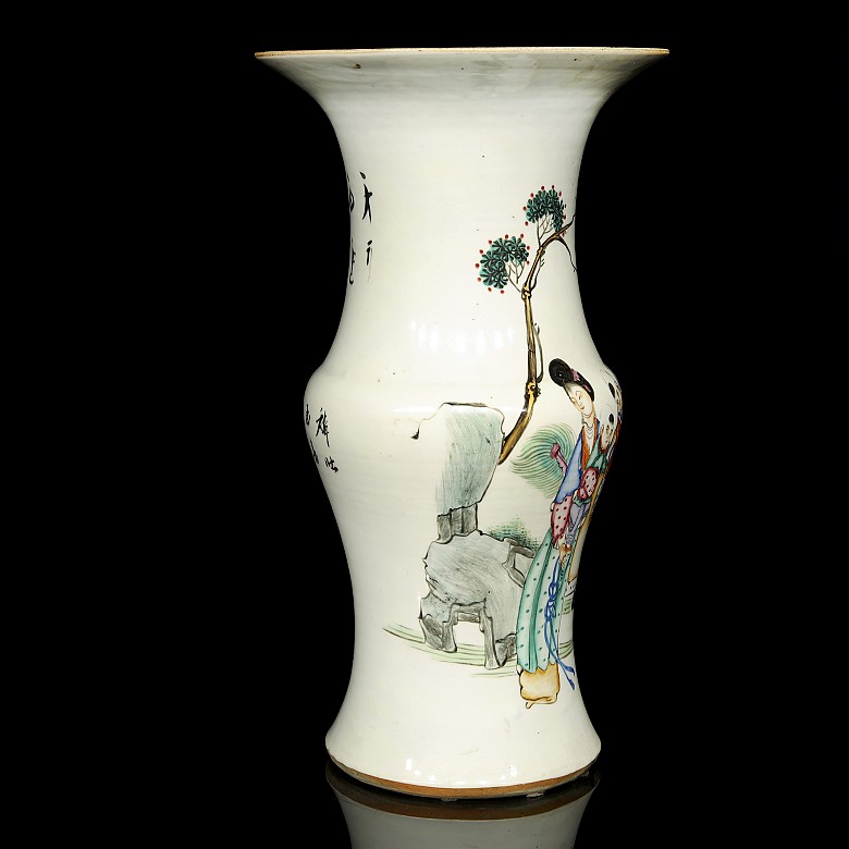 Enameled vase with a mythological scene, 19th century