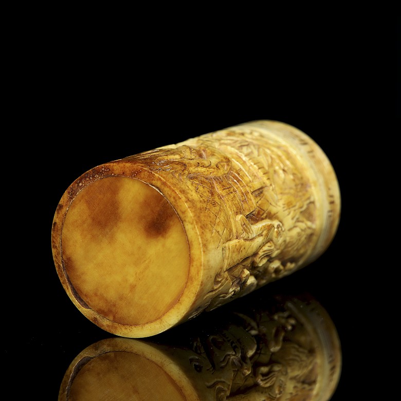 Box of carved bone crickets, 20th century