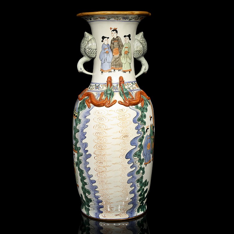 Vase with handles and a palace scene, 20th century