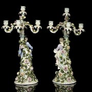 Alfred Voigt, Sitzendorf (1887-1900), Pair of Candlesticks, 19th century