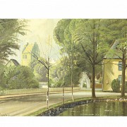 D. Horning (20th century) ‘Avenue with pond’