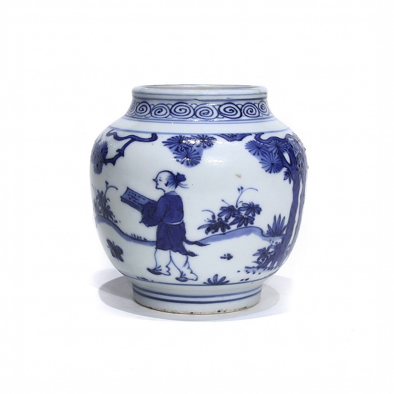 Vase in blue and white, 20th century